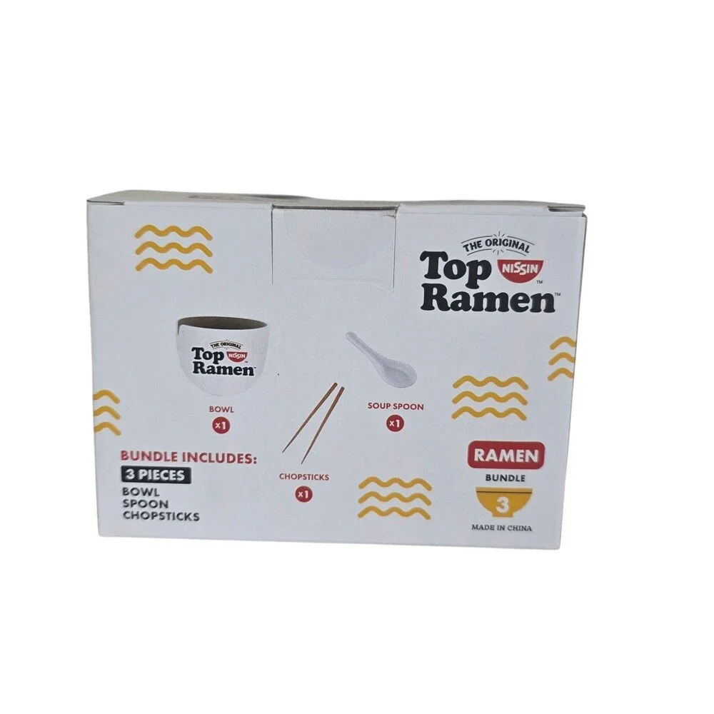 Top Ramen Bowl Set – Bowl, Soup Spoon, & Chopsticks – 3 Piece Gift Bundle